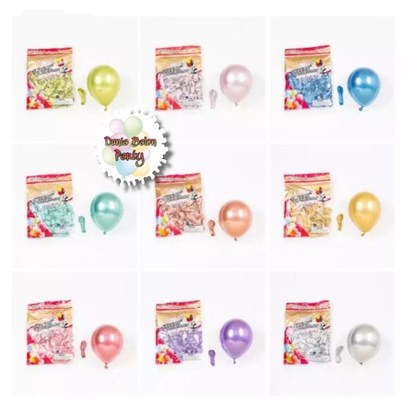 Balon Latex Chrome / Balon Metalik Chrome 5inch Per Pack Isi 100 Pcs