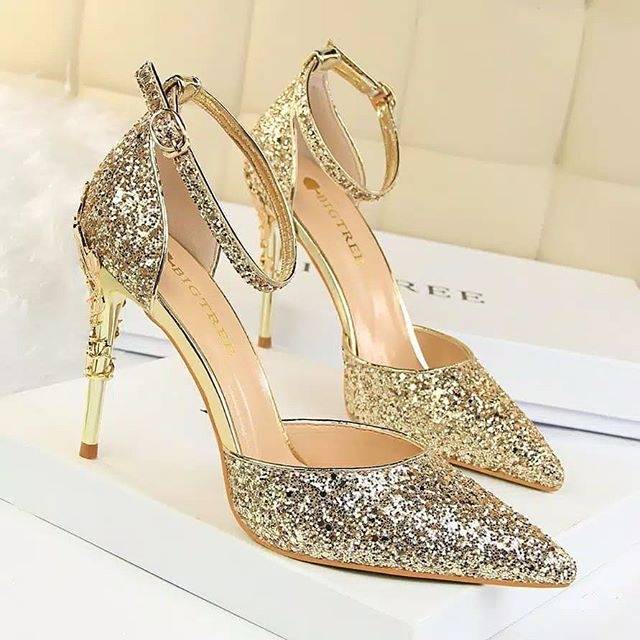 heels glitter seqUin diamond make up case beauty casr koper make up lampu kaca gold silver kristal