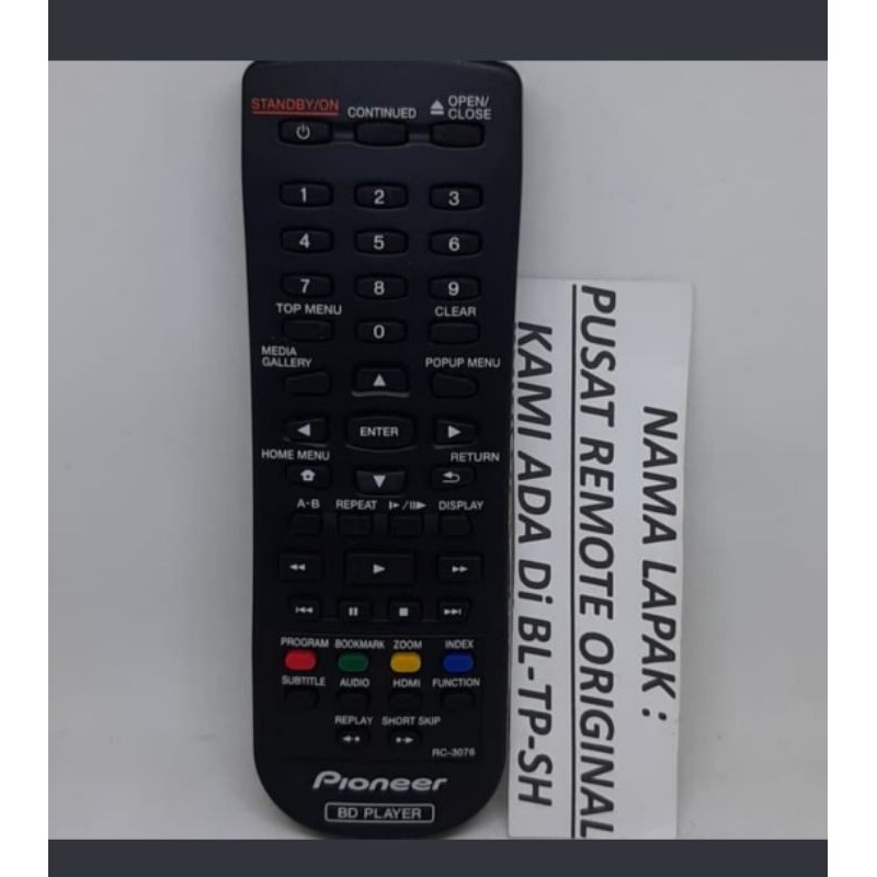 REMOTE REMOT BLU RAY PIONEER RC3075 ORIGINAL ASLI