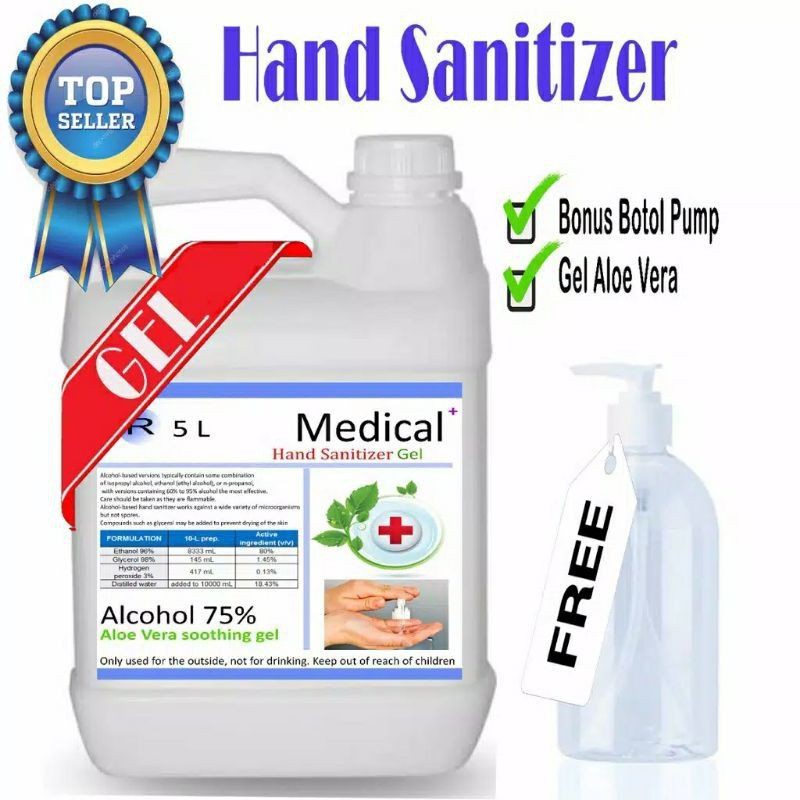 HAND SANITIZER GEL 5 LITER | HAND SANITIZER CAIR 5L ANTISEPTIC ALKOHOL 70%