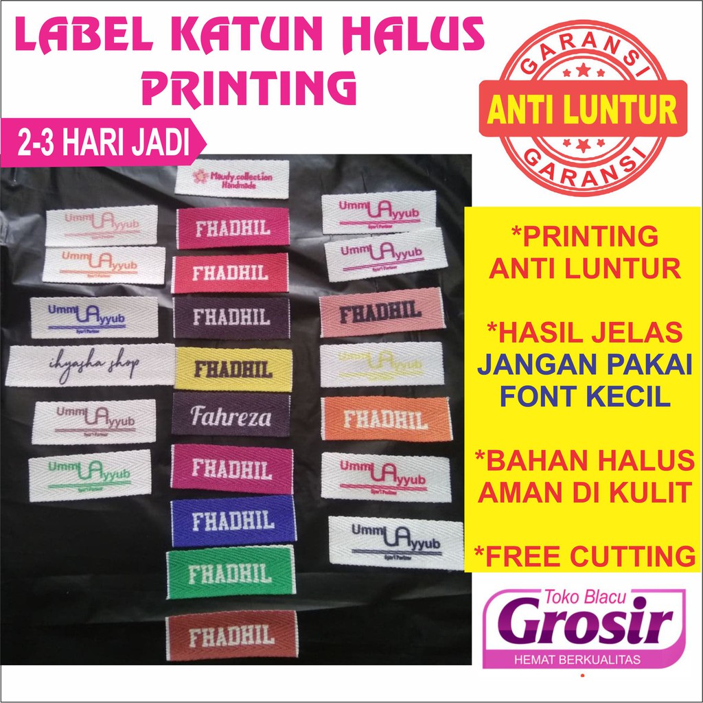 

PROMO LABEL PRINTING HIJAB BAJU MASKER WOVEN KATUN MURAH (isi 100 pcs)