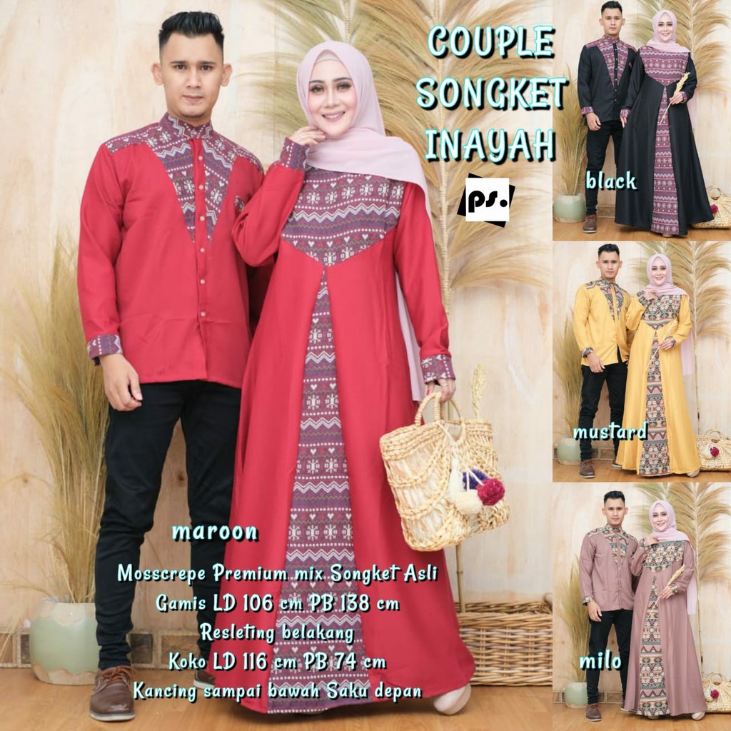Baju Muslim Couple batik songket Couple batik Inayah batik couple songket