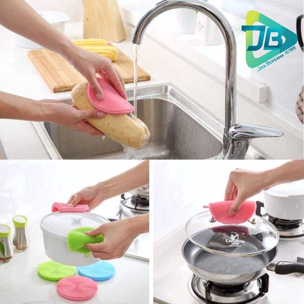 RT04 SPONS SPONGE SPON PENCUCI PIRING BULAT SILIKON SILICONE BRUSH SERBAGUNA FOOD GRADE JB5193