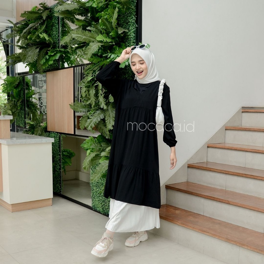 Dress Polos Premium polos katun rayon twill hijau sage bw broken white hitam putih tulang