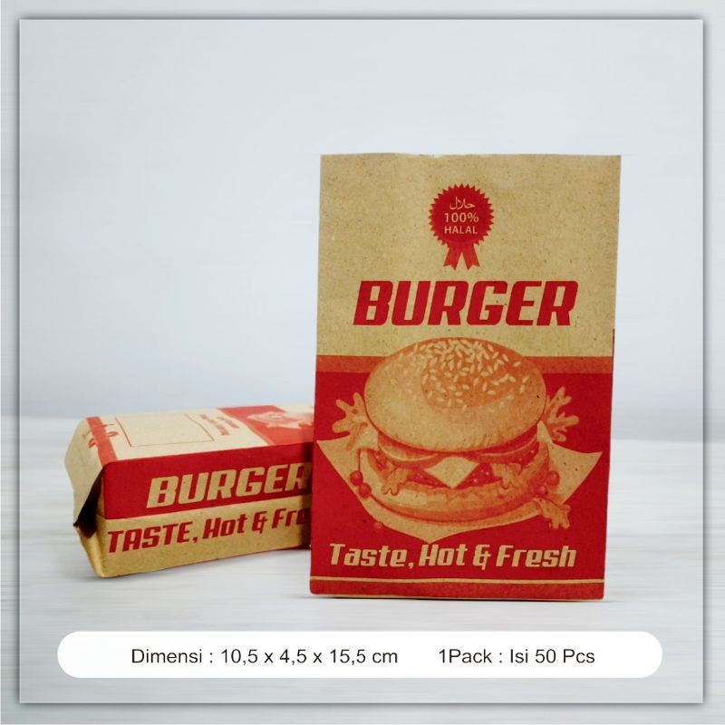 

Box burger Kemasan burger Bungkus burger Dus burger Packing burger per 50 pcs.