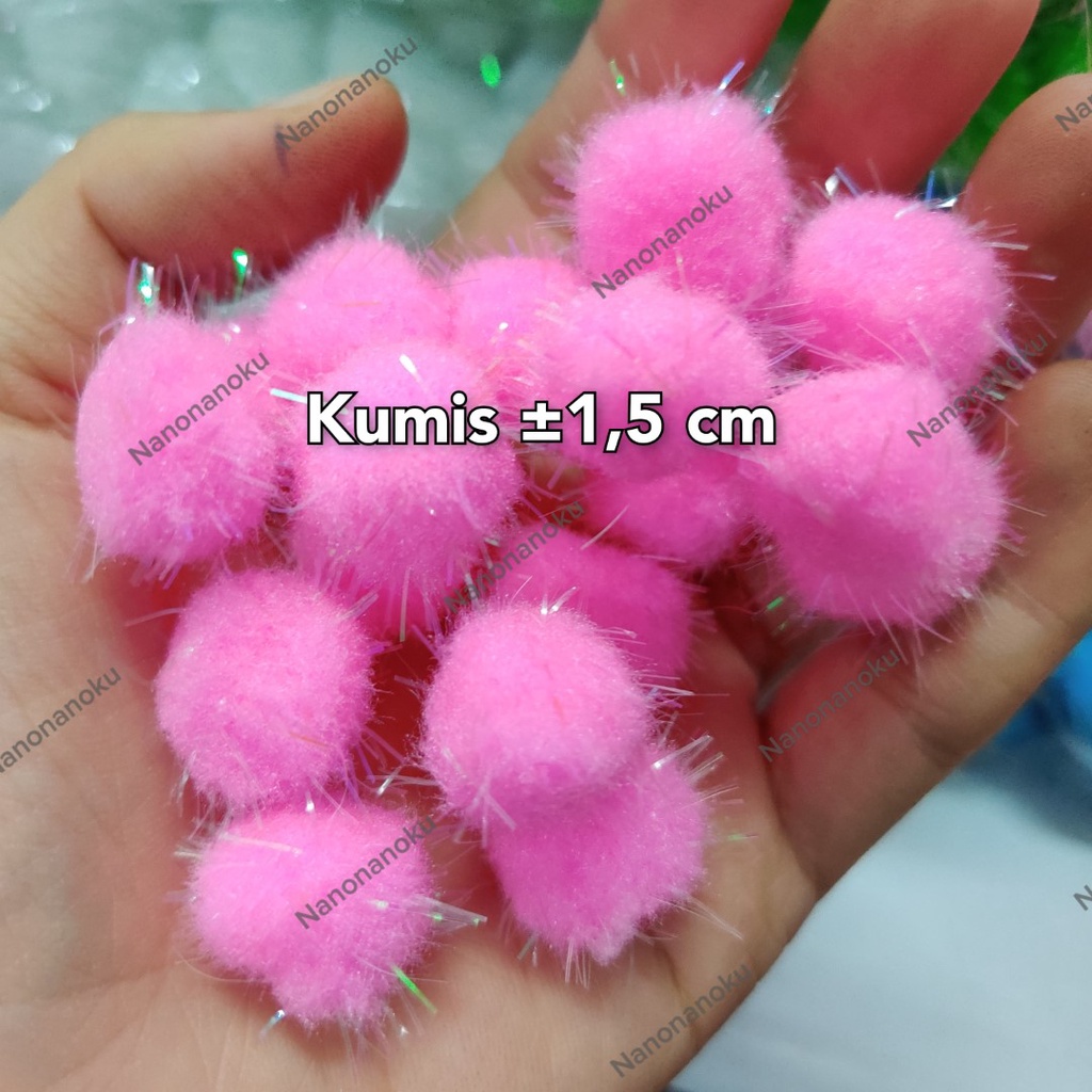 [100 pcs] Pompom KUMIS 1,5 cm Bola Bulu Craft