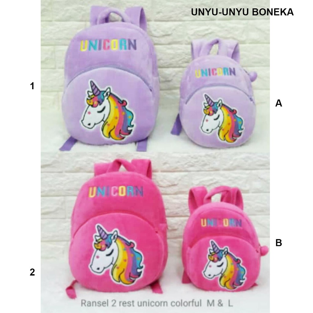 tas ransel anak boneka unicorn kuda animal 25cm dan 35cm ransel sekolah tk sd smp baby kids