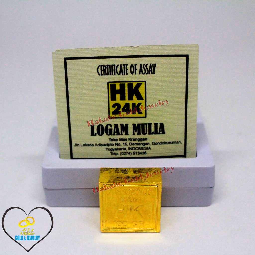Emas Batangan HK Logam Mulia 24K Gold Bar Gold Fine Gold 100 Gram
