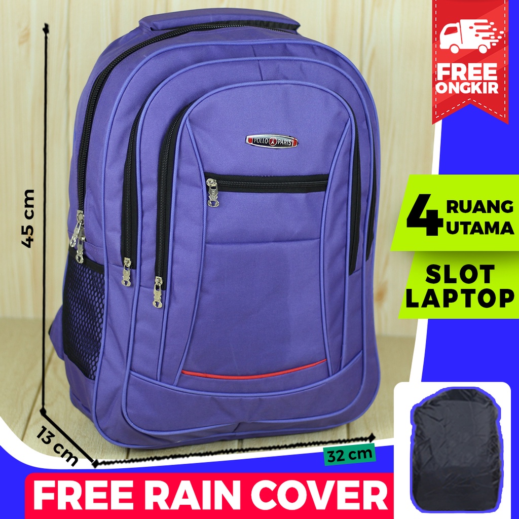 TERMURAH Tas Ransel Polo Pria Wanita Tas Sekolah Kuliah Kerja Keren Berkualitas FREE RAIN COVER