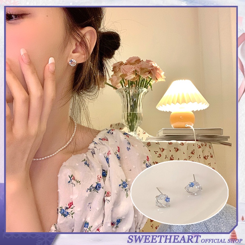 Anting Tusuk Sterling Silver 925 Desain Planet Hias Berlian Gaya Korea Untuk Wanita