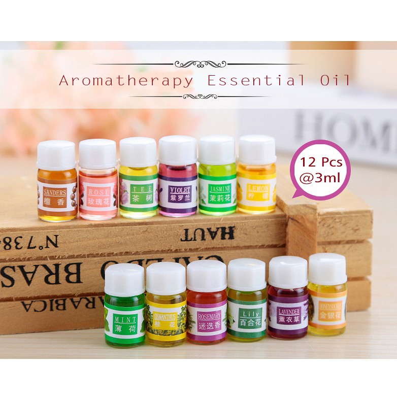 Aroma Terapi Aromatherapy Essential Oil Humidifier isi 12 Pcs 3ml