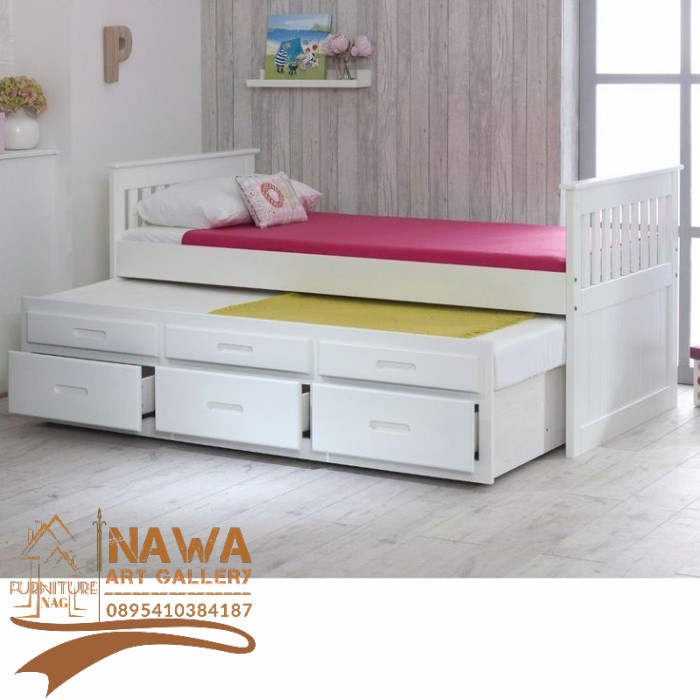 Dipan tempat tidur anak duco putih double bed terbaik