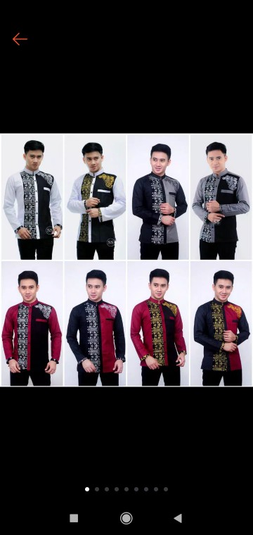 Batik Kalongan | Koko Batik Bordir Kombinasi Lengan Panjang Motif Trisula