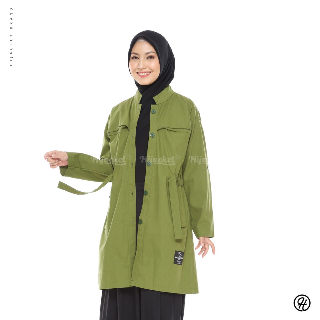 HIJACKET VALERIA | HIJAKET JAKET HIJAB PANJANG WANITA MUSLIMAH SYARI-Green