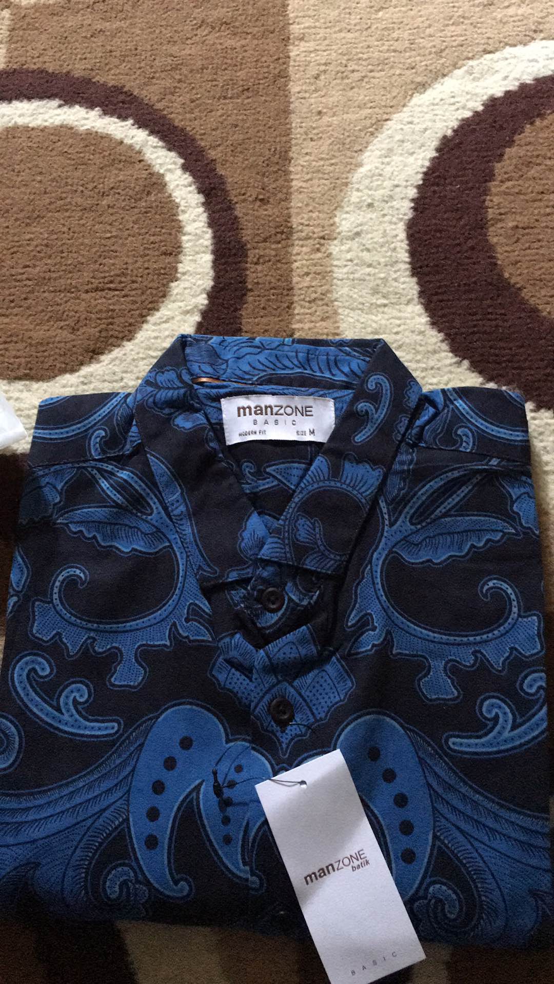 Manzone Kemeja Batik Pria Lengan Pendek Slim Fit Birawa 2-best Buy-blue