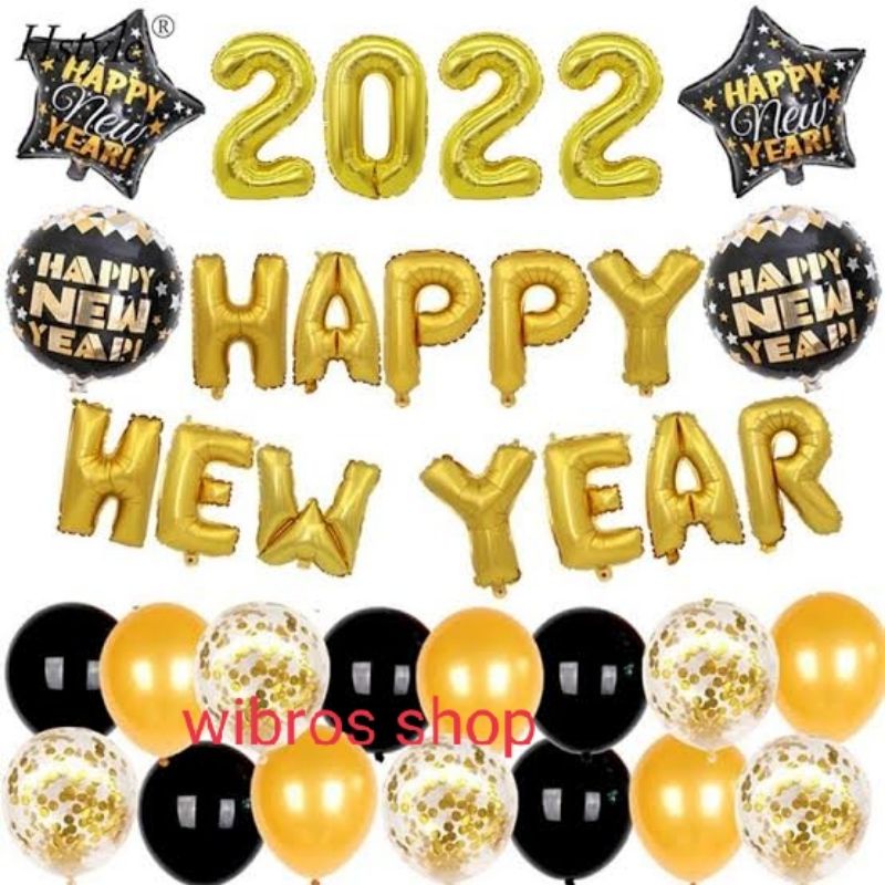 Jual balon set happy new year dekorasi tahun baru | Shopee Indonesia