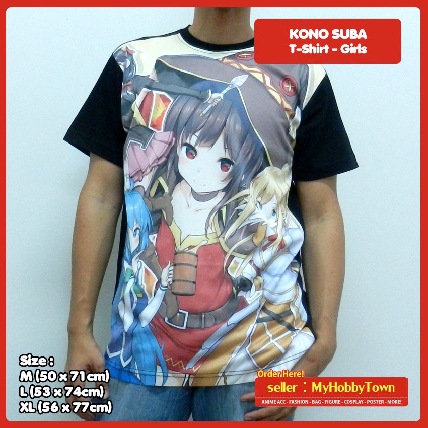 Kaos Anime Full Print Konosuba Girls Megumin Aqua