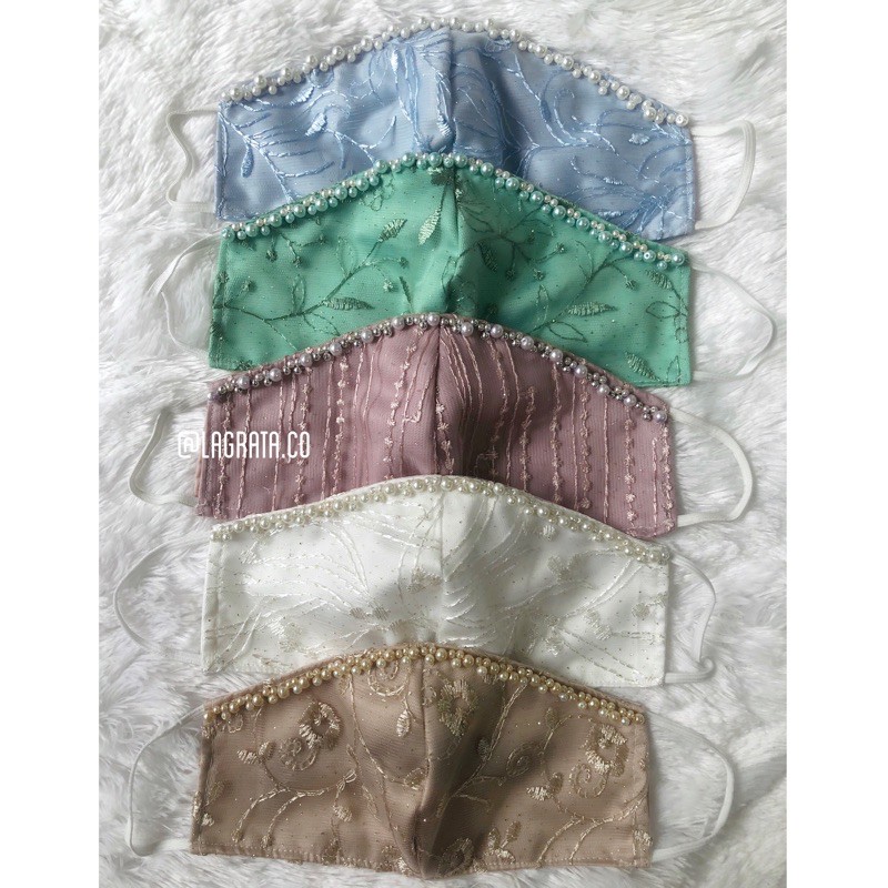 Masker Brokat payet/Masker brukat/Masker payet/Masker lebaran/Masker pesta wedding/Masker renda
