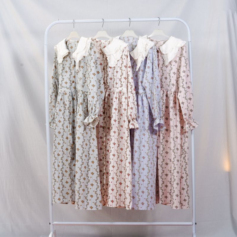 Midi Dress Crinkle Premium Motif Floral