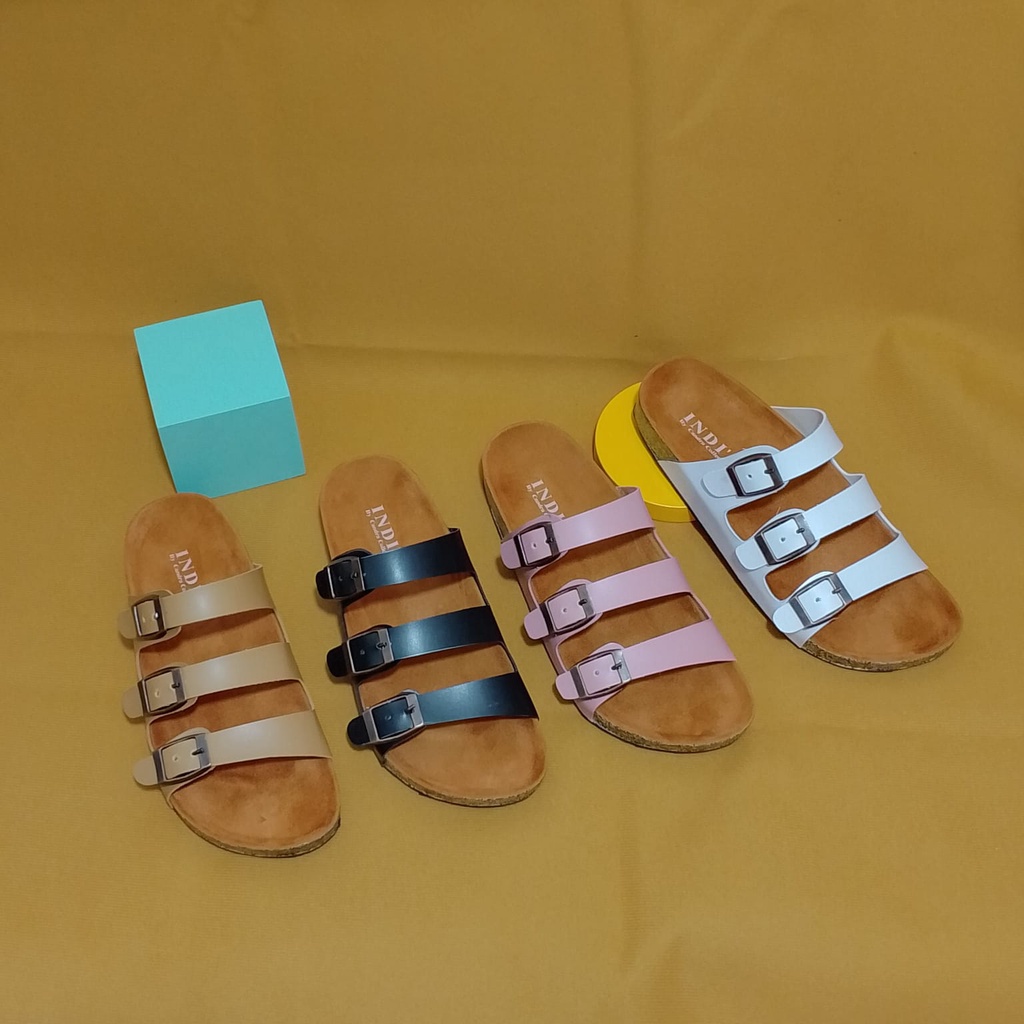 Sendal Flat Birken Wanita Terbaru Motif Gesper- Cheryl Series