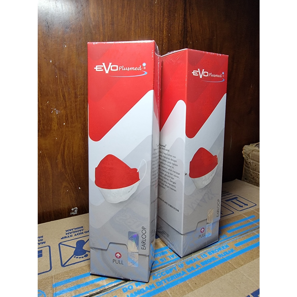 MASKER EVO PLUSMED MERAH PUTIH SPECIAL EDITION ISI 20 PCS