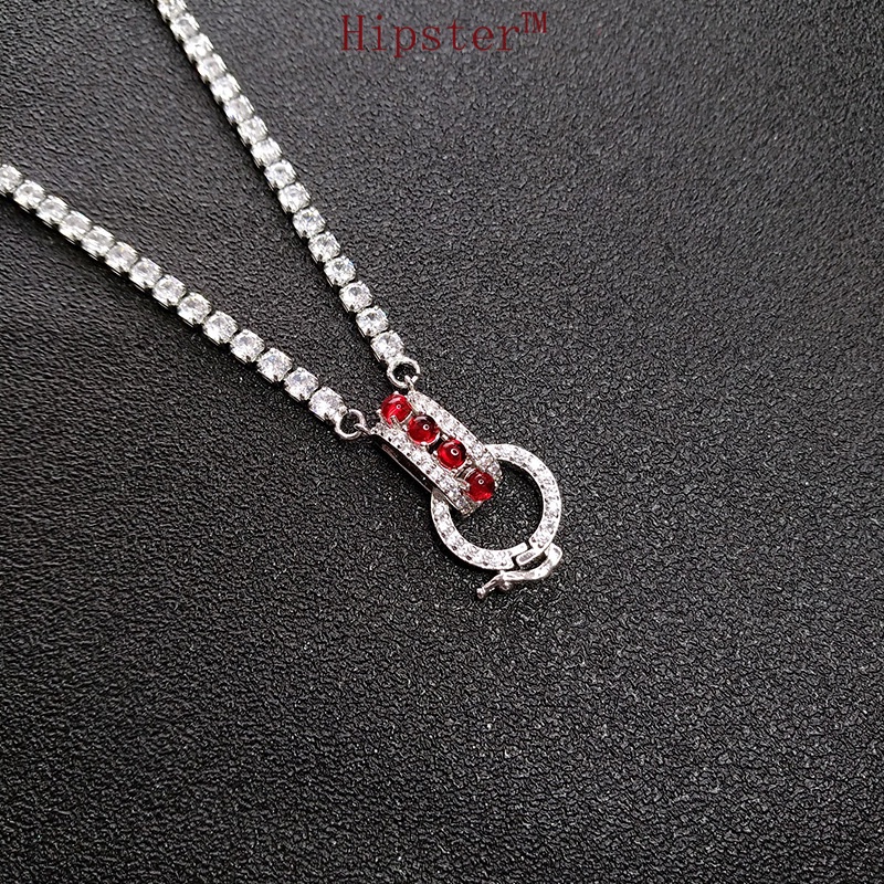 Hot Sale Beautiful Circle Red Crystal Diamond Platinum Pendant Necklace