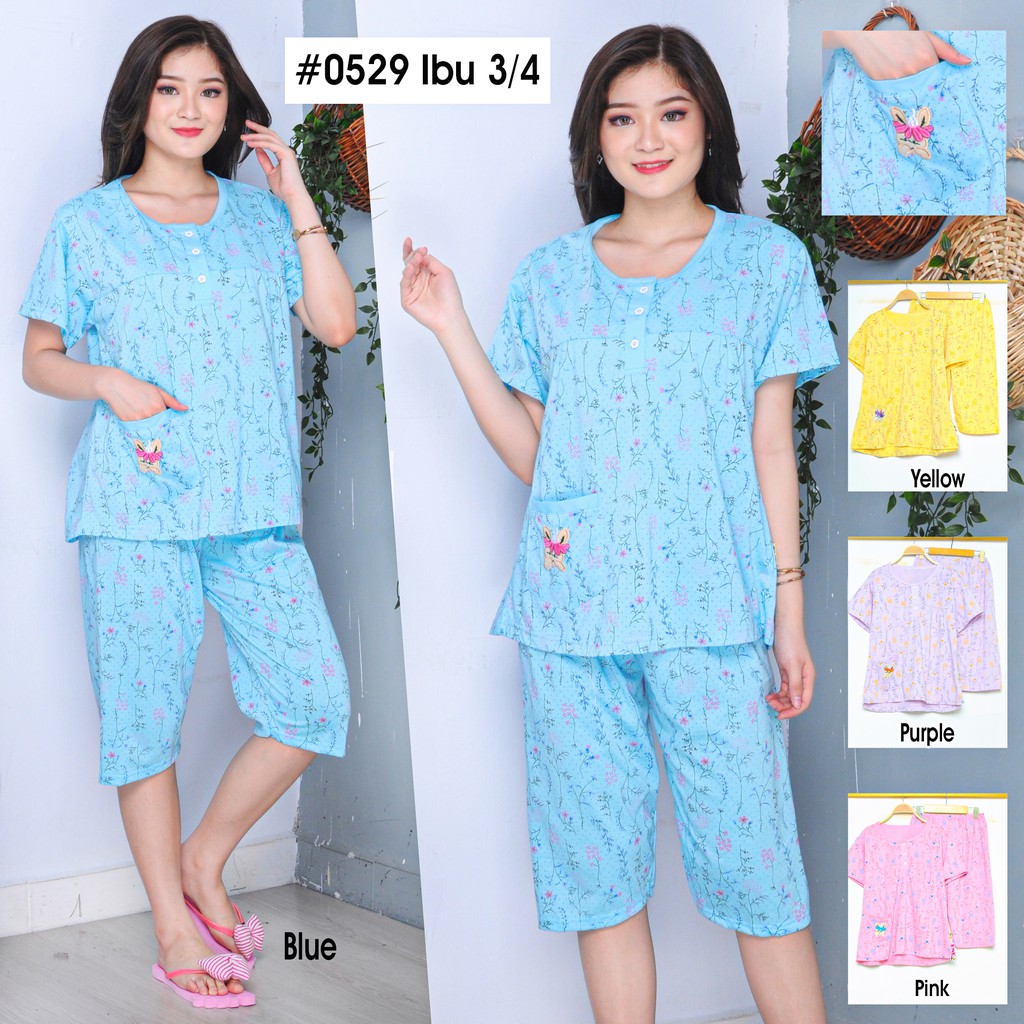 Baju Tidur Piyama Wanita Dewasa  Bahan  Kaos  Stelan Celana  