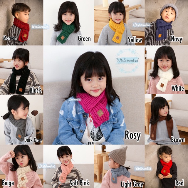 Scarf winter for kids syal musim dingin anak import hangat cowok cewek panjang