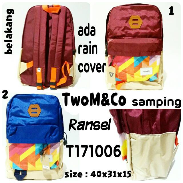 Tas Ransel Sekolah Backpack Cewek TwoM&amp;Co Murah Merah Hati Biru Tas Punggung Keren Murmer