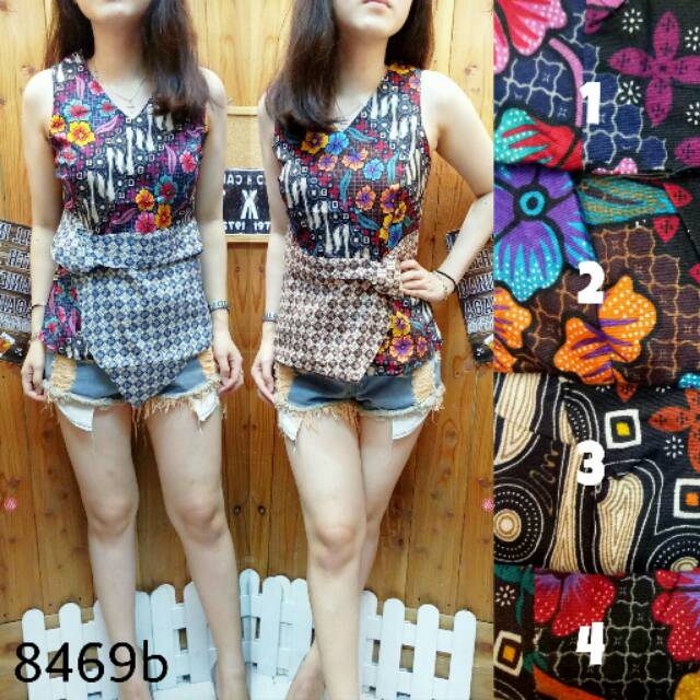 BLOUSE BATIK 8469 FIT TO XL (BELAKANG SLETING)