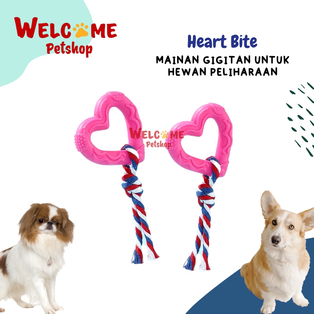 Heart Bite Mainan Gigitan Anjing Gigit Rubber Dog Toy