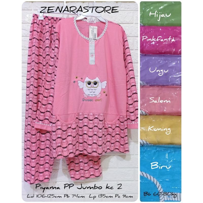Piyama pp jumbo lengan panjang kancing 2 lorita by sofie baju tidur babydoll bigsize Ld 106-125cm