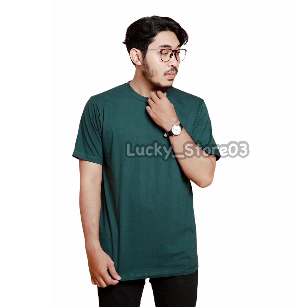 Kaos Tangan Pendek Hijau Botol | Kaos Polos Hijau Botol Pria