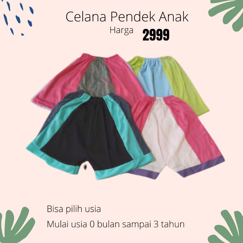 [Grosir] Celana Pendek Harian Anak Cewek Cowok Perempuan Laki Laki  santai di rumah 0bulan 1 tahun 2