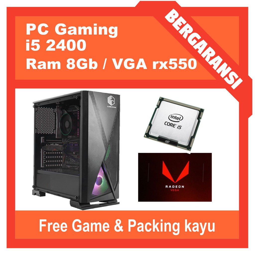 Komputer Rakitan gaming i5 2400 / 8gb / vga rx550 4gb