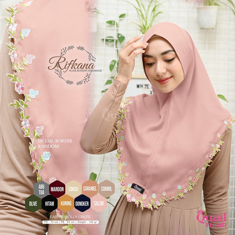 RIFKANA Hijab Bordir by Quail Hijab ORIGINAL