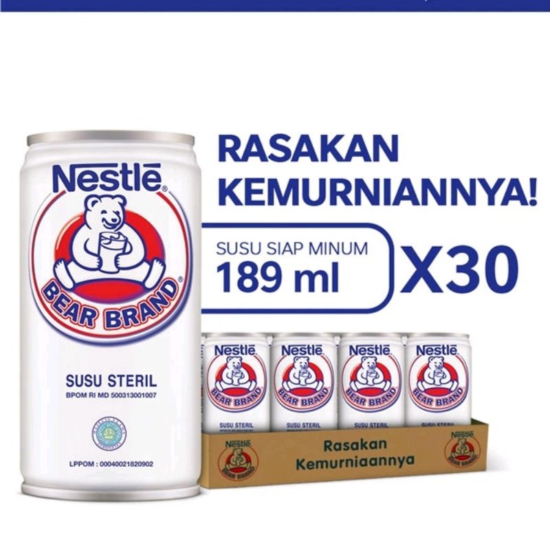

BEAR BRAND Susu Kaleng Susu Beruang Susu Steril 189ml x 30 pcs 1 dus