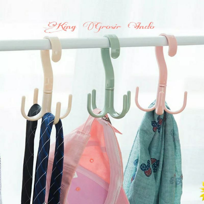 Hanger Serbaguna Dengan 4 Kail / Rotating Hanger 360 Degree