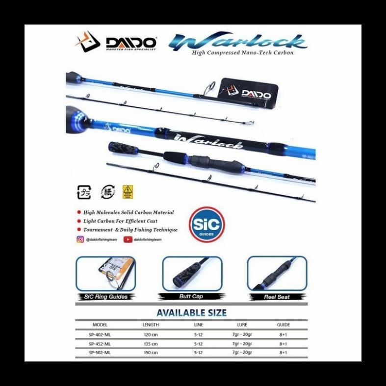 BARU JORAN CARBON SOLID DAIDO WARLOCK 120 135 150 12LB WARLOK 402 462 502 ALAT PANCING MURAH TERLENG