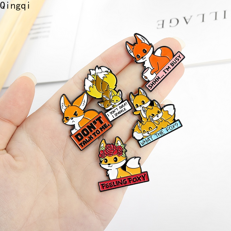 Bros Pin Enamel Desain Kartun Hewan Rubah Untuk Hadiah Teman