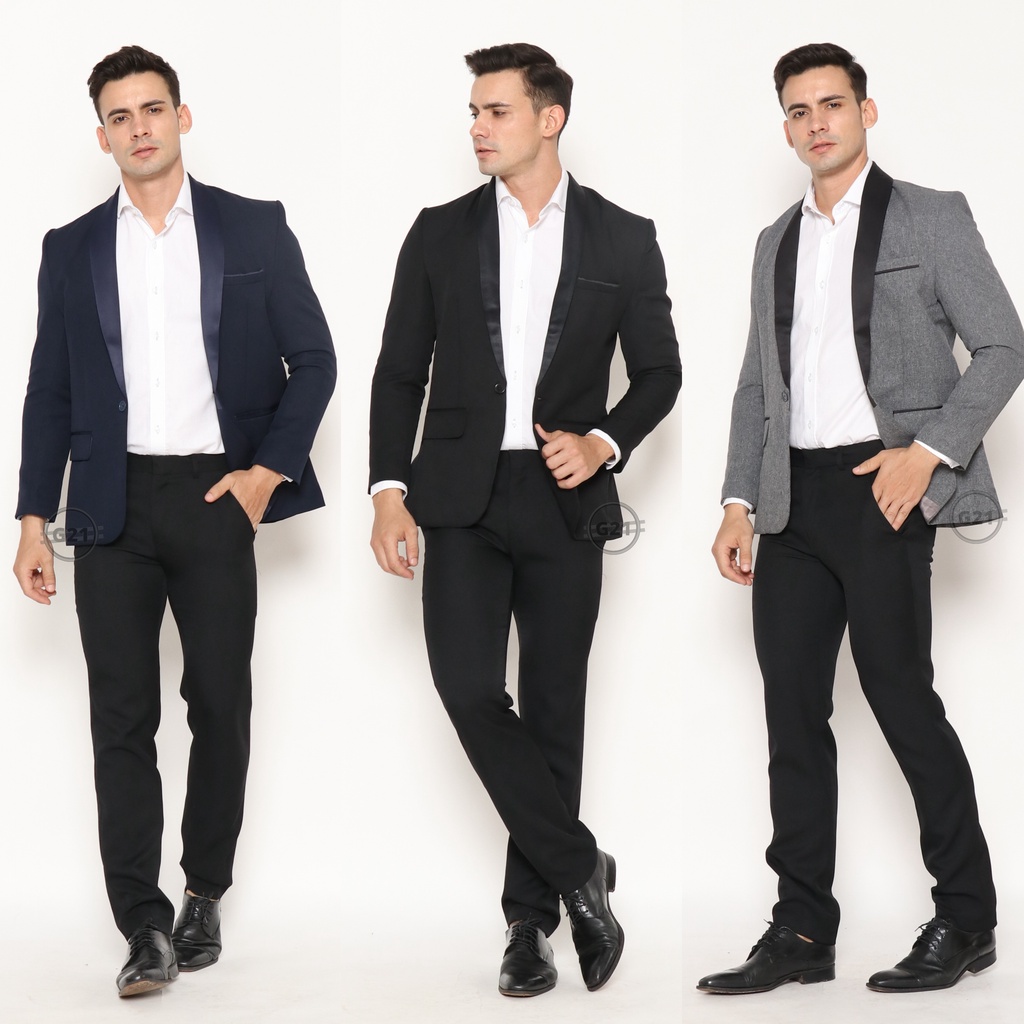 Jas Pria Slim Fit Formal Hitam Tuxedo Kancing Satu Premium High Quality Baju Jas Pengantin Nikah Wedding Pria Dewasa Modern Jaz Pria Jas Kantor Pria Jas Cowok Jas Blazer Blezer Pria Jas Kantor Pria