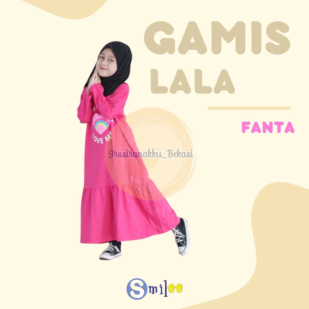 Gamis Kaos Anak Lala Warna Fanta Size 2-8thn Free Masker