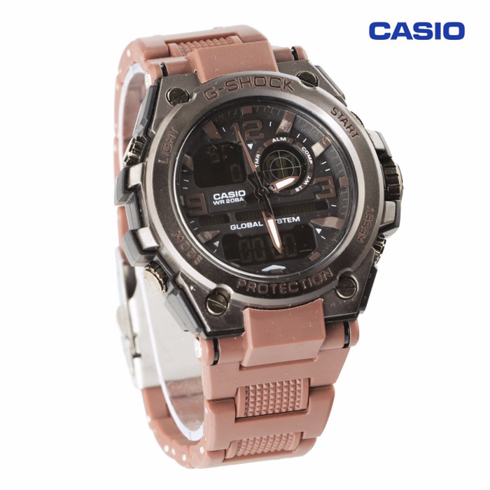 MURAH MERIAH G SHOCK G 8600 GUN METAL RANTAI MIKA TALI COKLAT Berkualitas