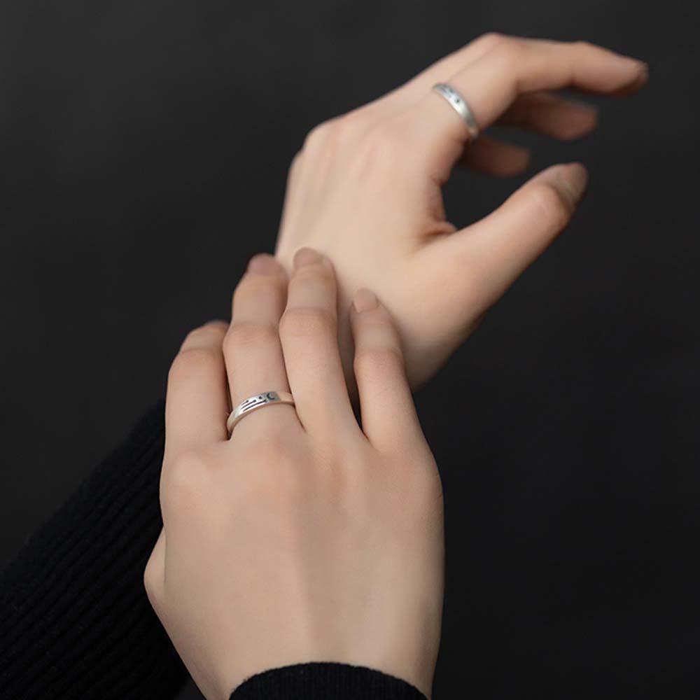 NEEDWAY Cincin Terbuka Pria Matahari Bulan Korea Geometris Pasangan Ring