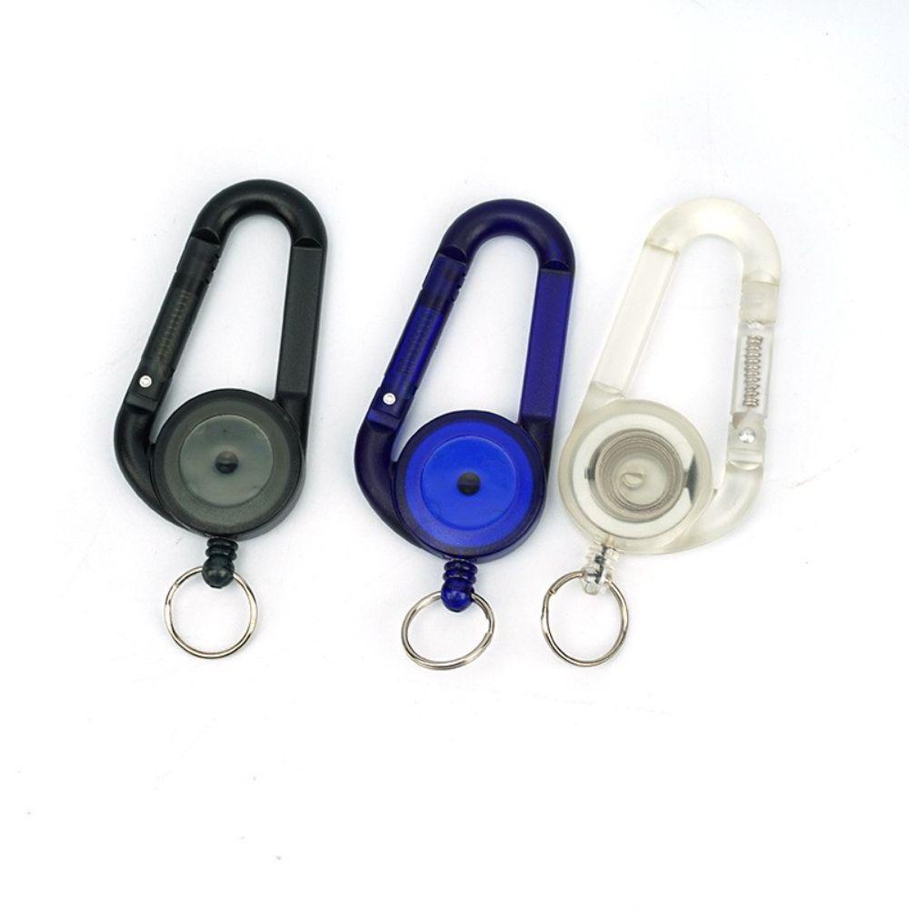 Mxbeauty Carabiner Gantungan Kunci Kantor 8warna Teleskopik Anti Hilang Card Holder Easy Pull Buckle