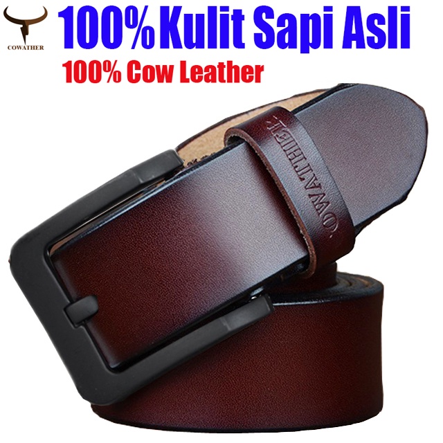 Ikat Pinggang Kulit Pria - Gesper Sabuk Bahan Kulit Sapi Pria, Impor, Santai, elegan, fashion, bisnis