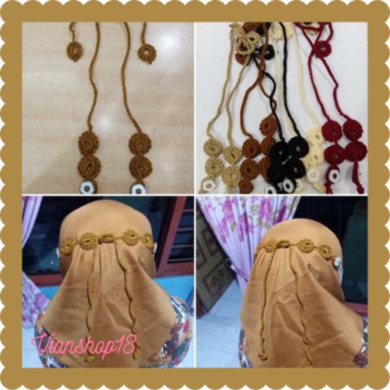Tali masker / strap masker/ gabtungan masker/ konektor masker hijab rajut 2in1/souvenir murah mewah