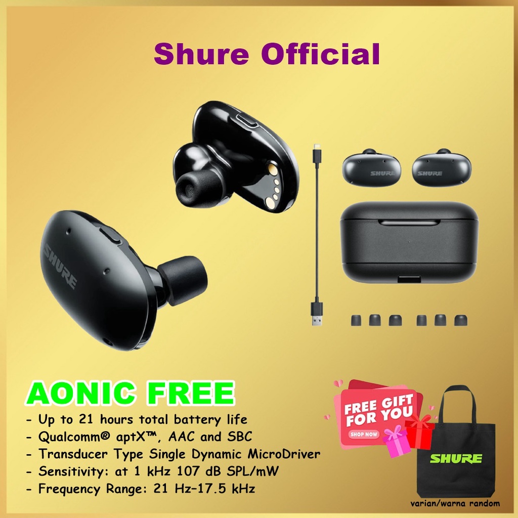 Shure AONIC Free True Wireless TWS Sound Isolating Earphones Earbuds