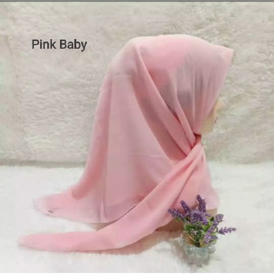QBZ / SEGI 4 PARIS PREMIUM SERI WARNA 3 / JILBAB SEGIEMPAT PARIS NECI /SEGI EMPAT REDROS/VARISA/AZARA / CIPUT RAJUT DUA WARNA-Pink Baby