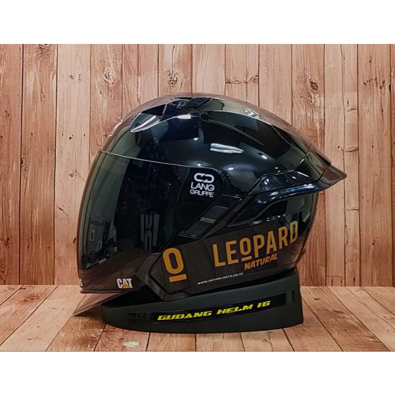 HELM RSV SV300 SOLID BLACK GLOSS - PAKET GANTENG - VISOR SMOKE - SPOILER - LEOPARD-2